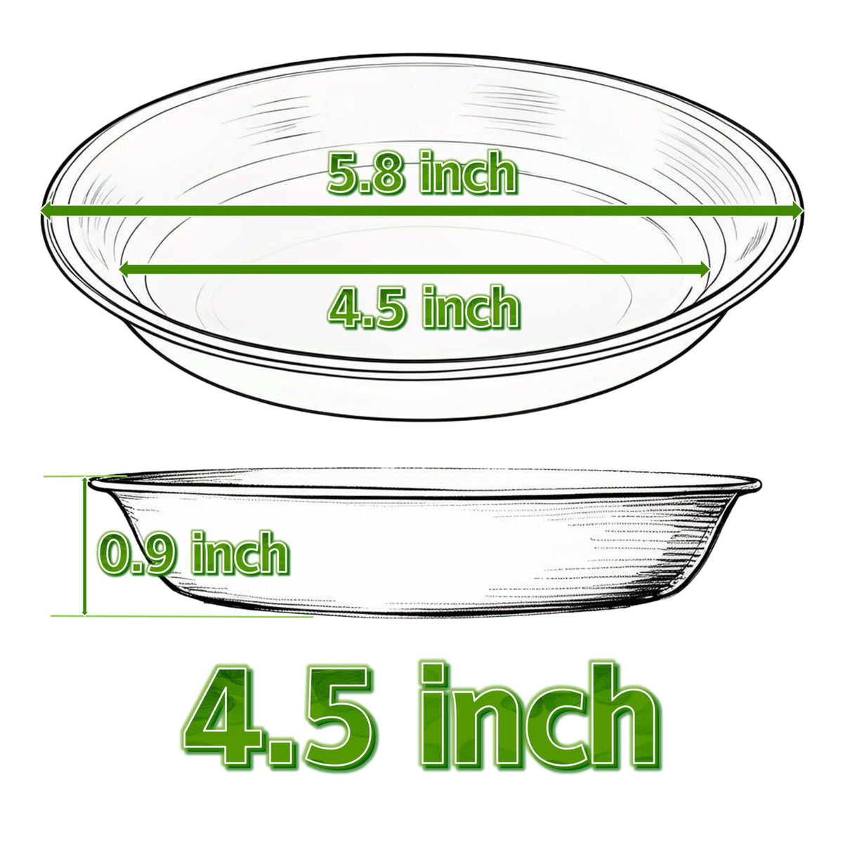 MSKIAUO 4-inch plant saucer set, side view highlighting slim profile for spaces