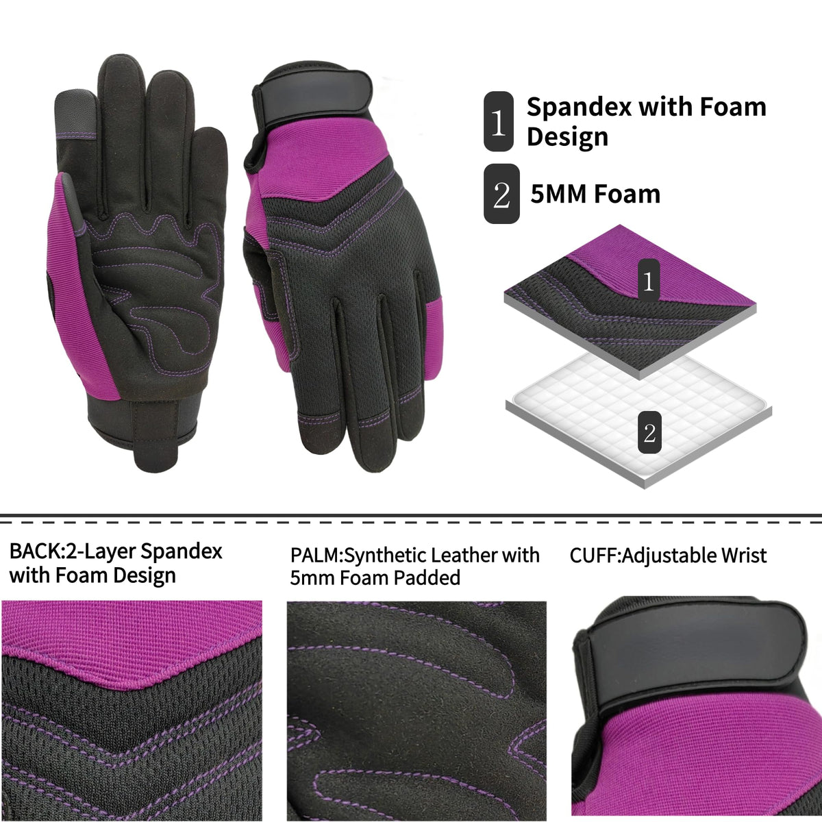 MSUPSAV Birthday gloves palm close-up showing foam padding for comfort