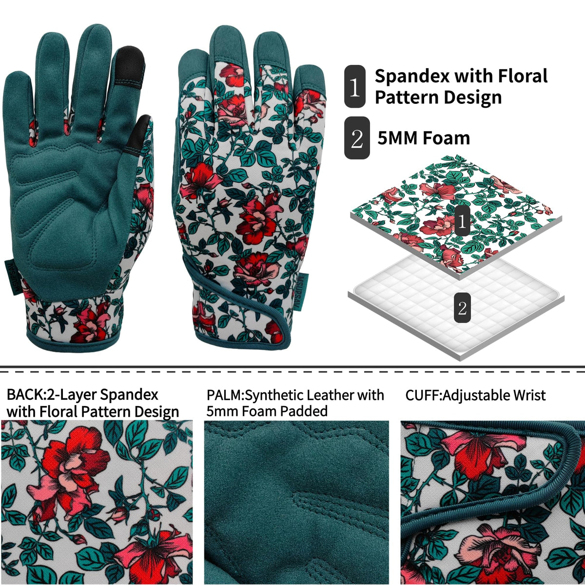 MSUPSAV gloves with foam-padded fingertips for abrasion resistance during pruning
