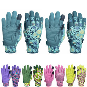 MSUPSAV garden gloves Lake Blue back view showing flexible, breathable fabric