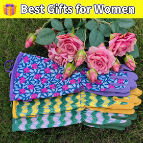MSUPSAV garden gloves with touchscreen-friendly fingertips for device use.