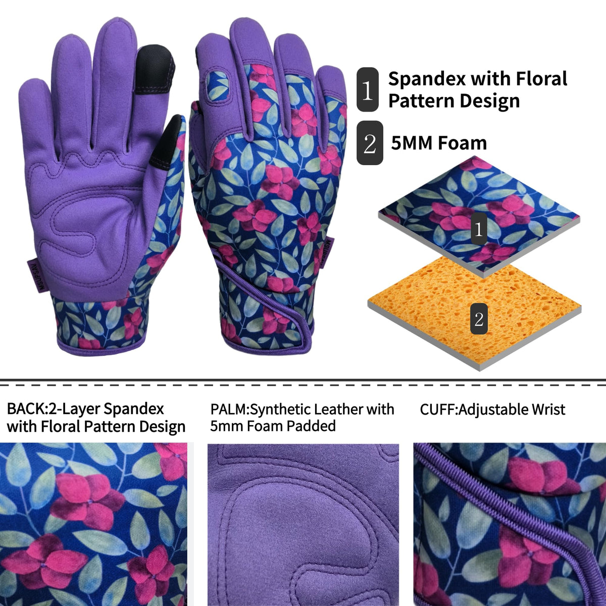 MSUPSAV gloves with foam padded palm offering durable protection during pruning