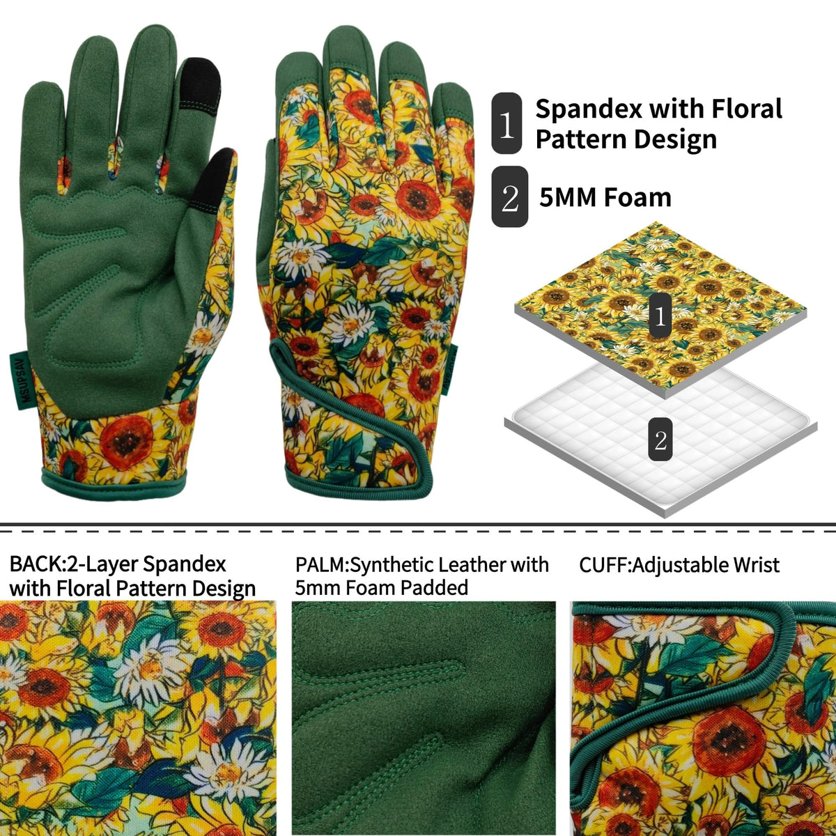 MSUPSAV Gardening Gloves reinforced fingertips boost durability for pruning