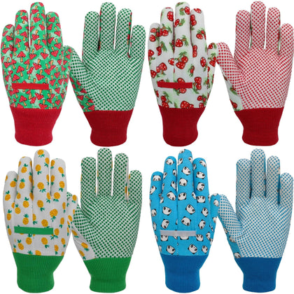 MSUPSAV Kids Garden Gloves front view; flexible back for easy movement during gardening.
