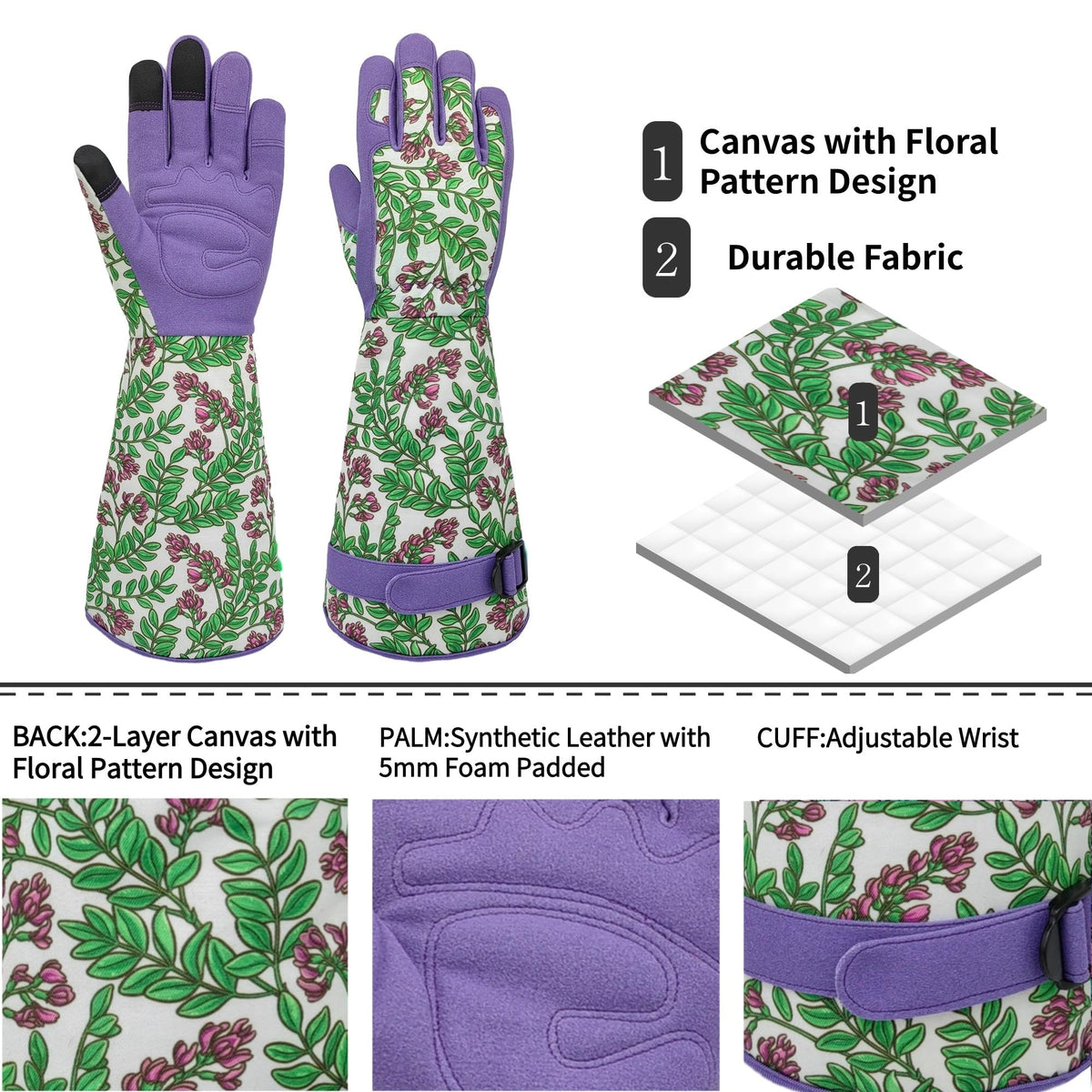 MSUPSAV long-cuff canvas-back gloves protecting forearms during weeding