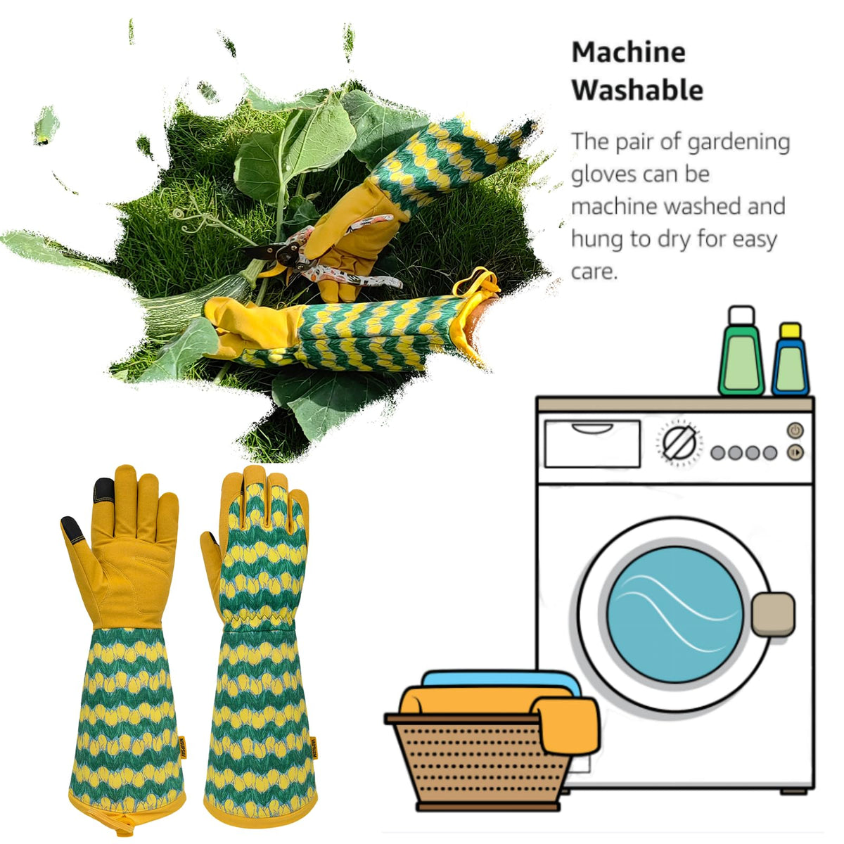 MSUPSAV rose pruning gloves with foam-padded palm for cushioned grip.