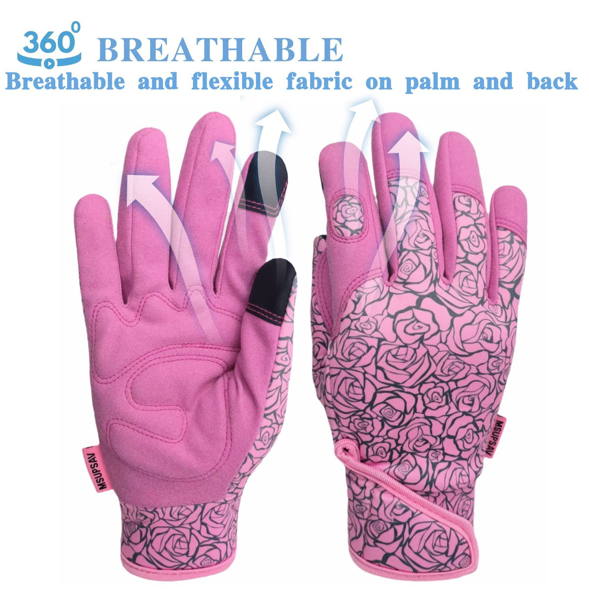 MSUPSAV Women's Gardening Gloves adjustable cuff for a snug secure fit.
