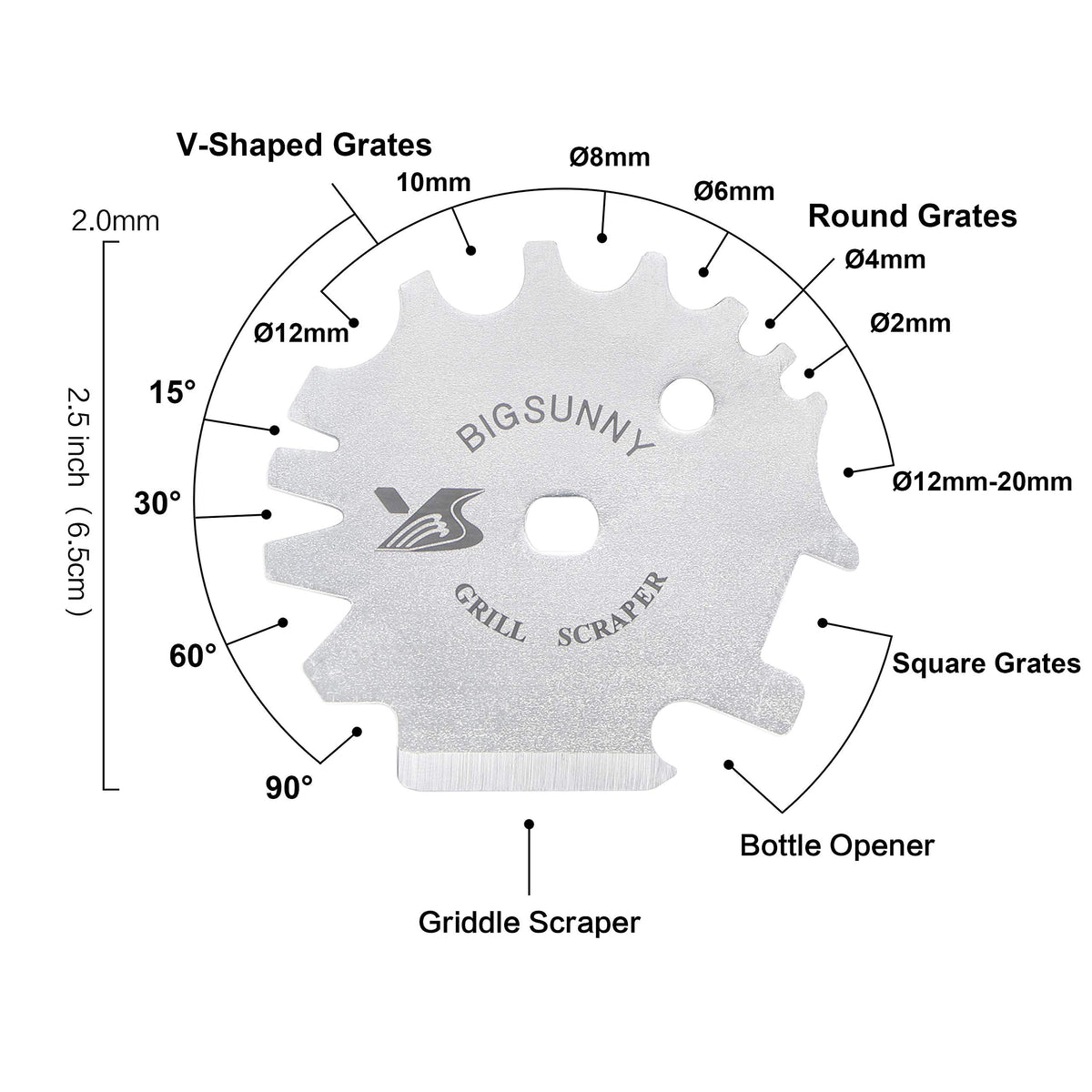 MSY BIGSUNNY Good Grip scraper cleans square grates and griddle surfaces.