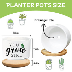 Msyueos ceramic planter with wood tray for indoor display