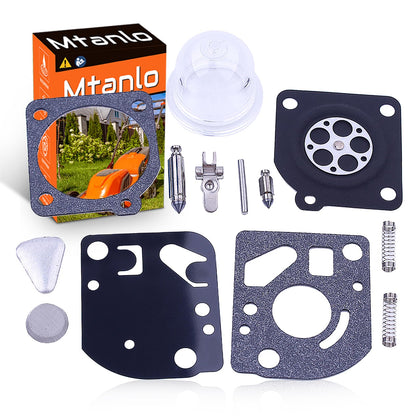 Mtanlo carb repair kit for Husqvarna 125R with diaphragms and gaskets for reliable fuel flow.