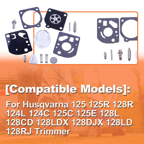 Mtanlo carb repair kit for Husqvarna 128CD valve components and diaphragms.