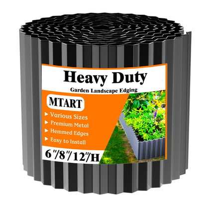 MTART metal garden edging in black along a lawn, showcasing durable border design.