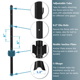 MTB Garden 5ft fence post side view demonstrates stable 14-gauge construction for secure fencing.