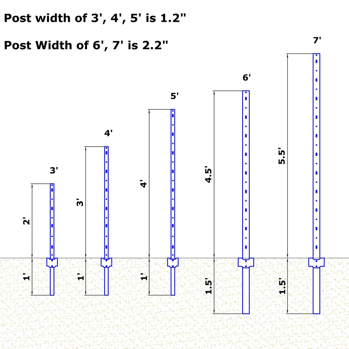 MTB Garden versatile 5ft post supports temporary or long-term fencing setup.