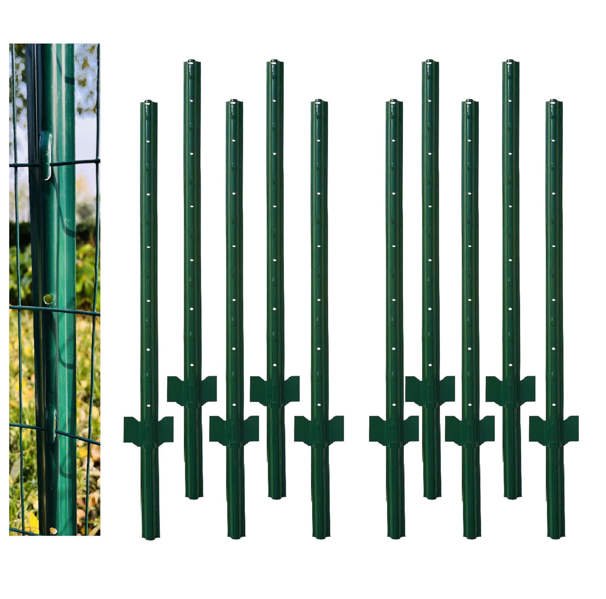MTB Supply 4ft green fence post pack of 10 for durable garden fencing