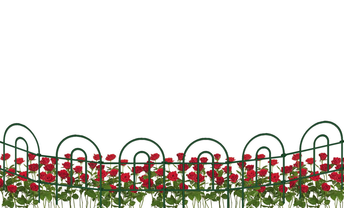 MTB Supply folding fence with arched design enhances yard aesthetics and borders.