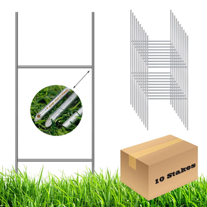 MTB Supply H Frame Wire Stakes front view showing sturdy 9-gauge galvanized construction for reliable signage