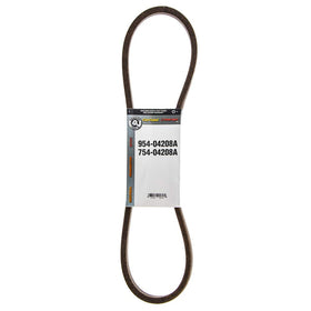 MTD genuine upper transmission belt closeup for reliable riding mower power transfer.