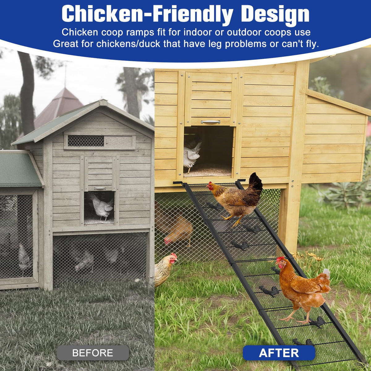 MTGSTOCL rustproof metal coop ramp offers durable all-weather performance.
