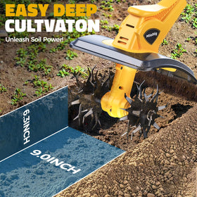 MtiolHig tiller with 360RPM motor for fast soil cultivation.