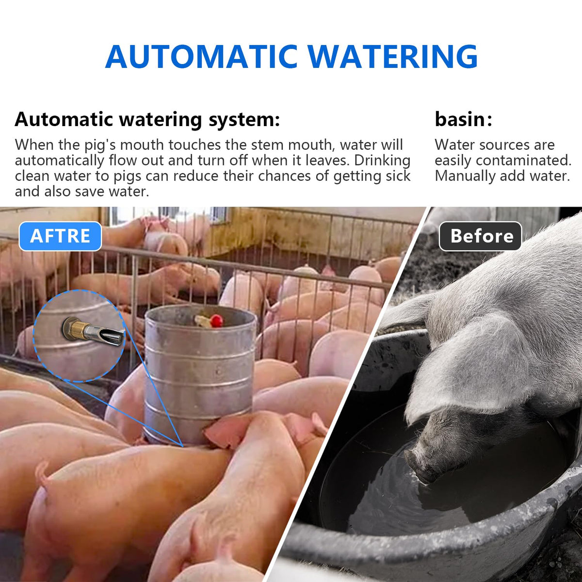 MTKZKAF pig watering system in use on a bucket