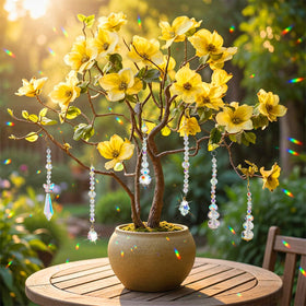 MTLEE crystal suncatcher potted-plant-decor adds elegance to pots