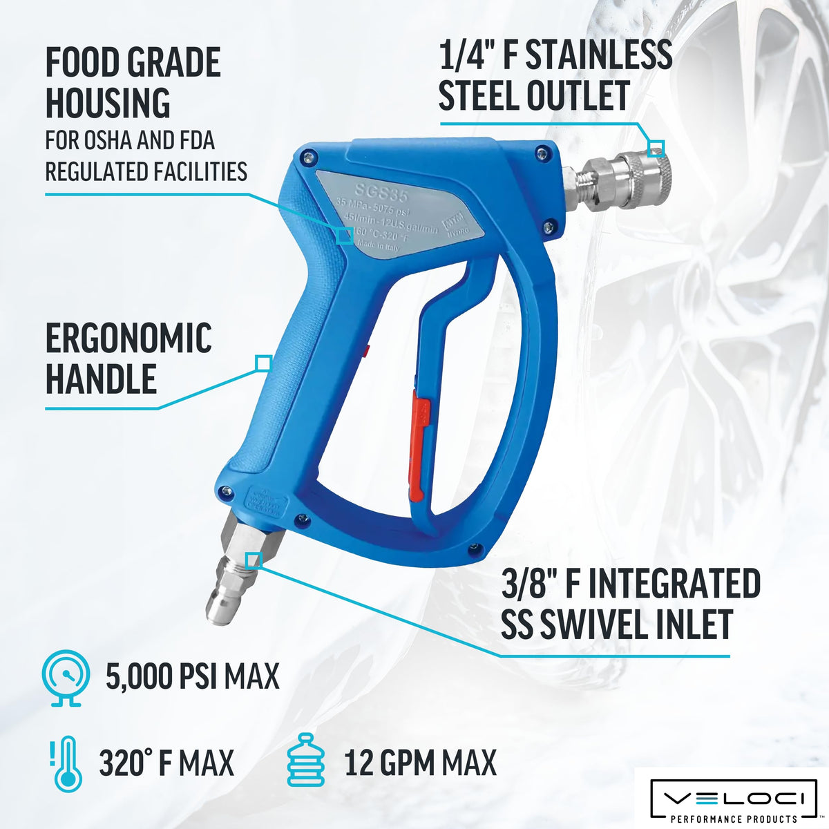 MTM Hydro Acqualine SGS35 live swivel reduces hose tangling during high-pressure cleaning