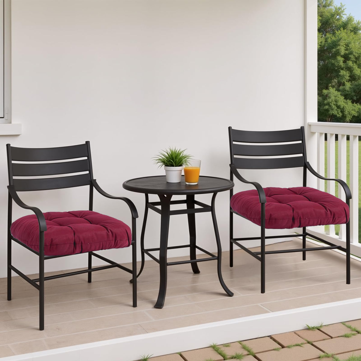 MTMR tufted-design cushions add stylish comfort to patio seating