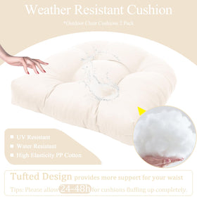 MTMR cushions featuring tufted design on outdoor chairs