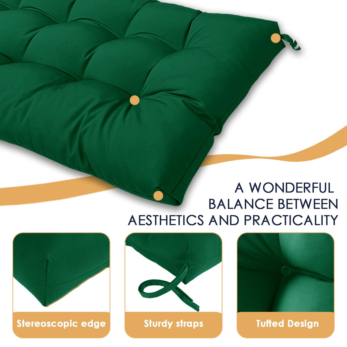 MTMR patio seat pad 44x19 inches supports most benches with plush thickness