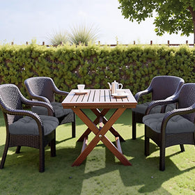MTMR tufted-design outdoor cushions add stylish support to any patio seating.