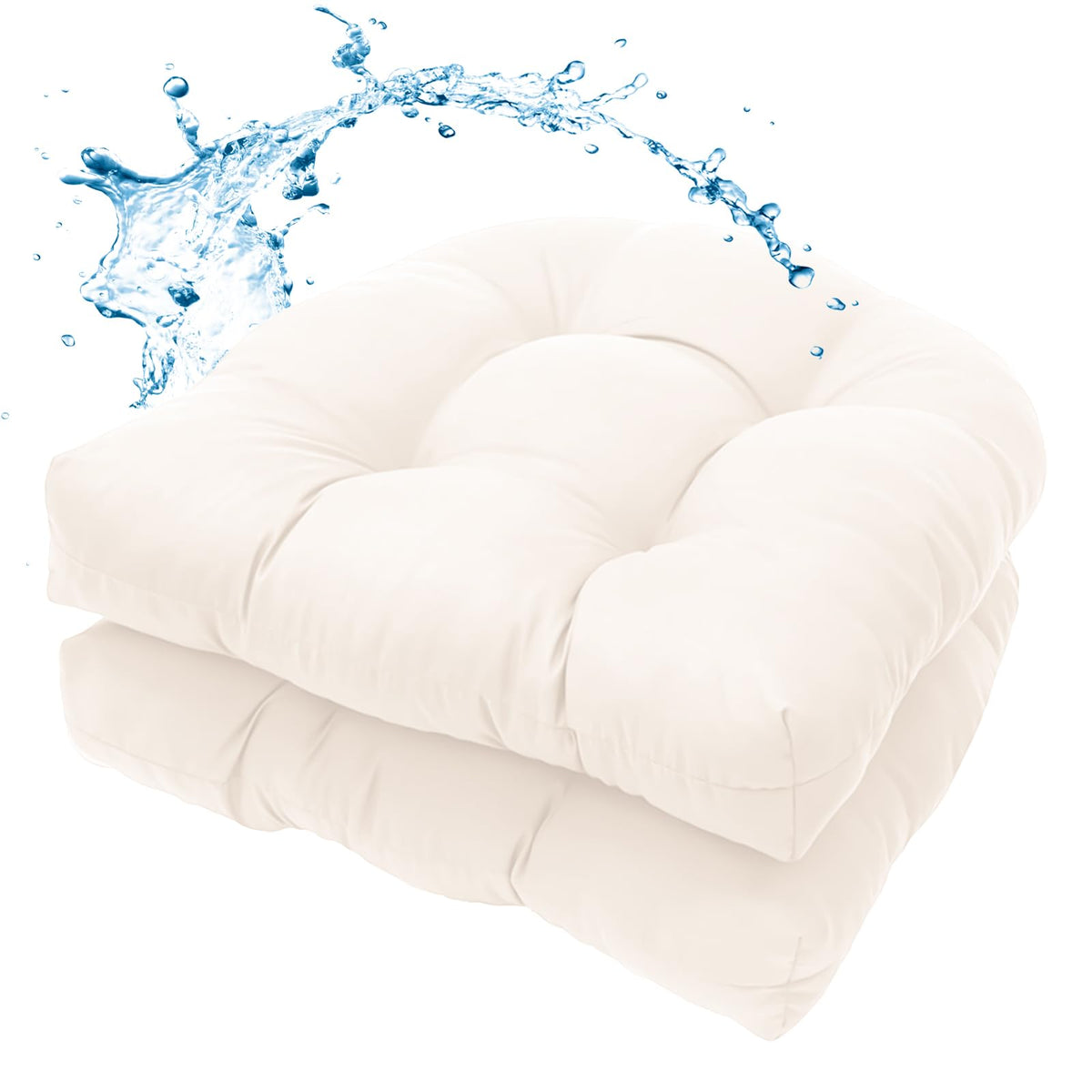 MTMR water-repellent outdoor chair cushions front view showing tufted comfort