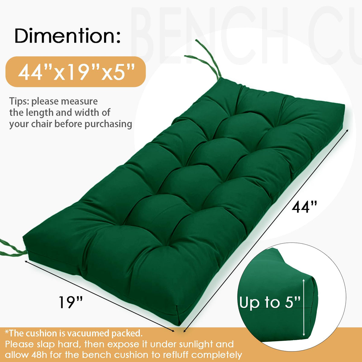 MTMR wicker chair cushion emerald green tufted for added style and durability