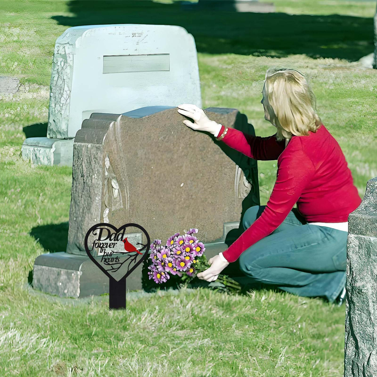 MTOPHLS Mom memorial marker with rose motif for outdoor tribute