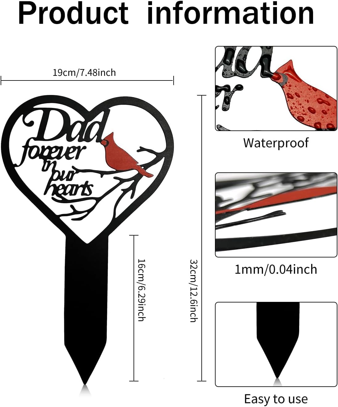 MTOPHLS Rose and butterfly design grave marker for garden memorial display
