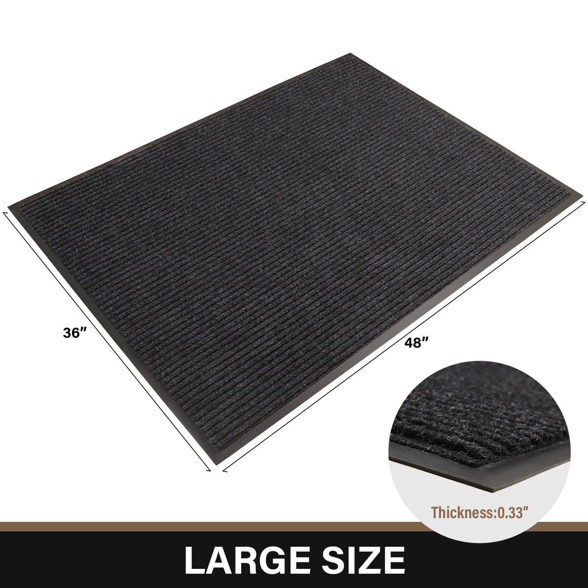 MTOUOCK mat with textured rubber backing provides secure grip on floors
