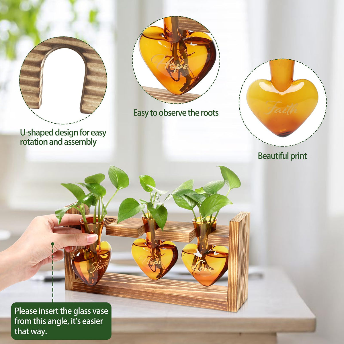 MTsigns heart-shaped colored glass vase adds vibrant colors to home greenery