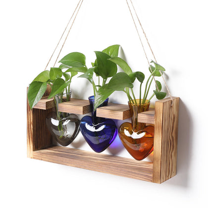MTsigns heart-shaped glass terrarium vase showcased on a desk for propagation and decor