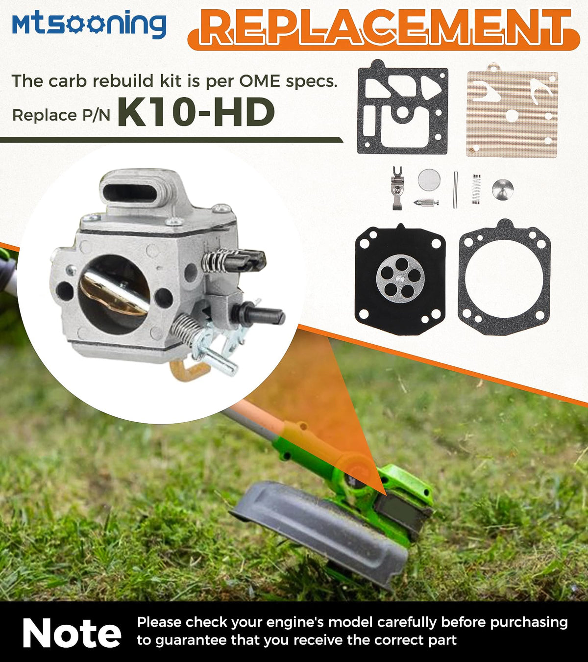Mtsooning OEM spec P-N K10-HD label close-up for accurate replacements