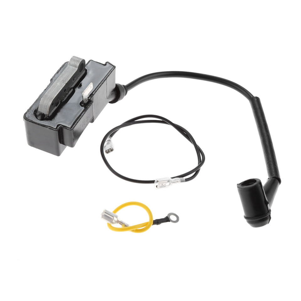 Mtsooning ignition coil module for Husqvarna 390 showing compact spark-ready design.