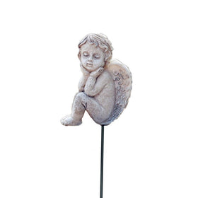 MUAMAX sleeping angel on a garden stake adds charm to outdoor planters.