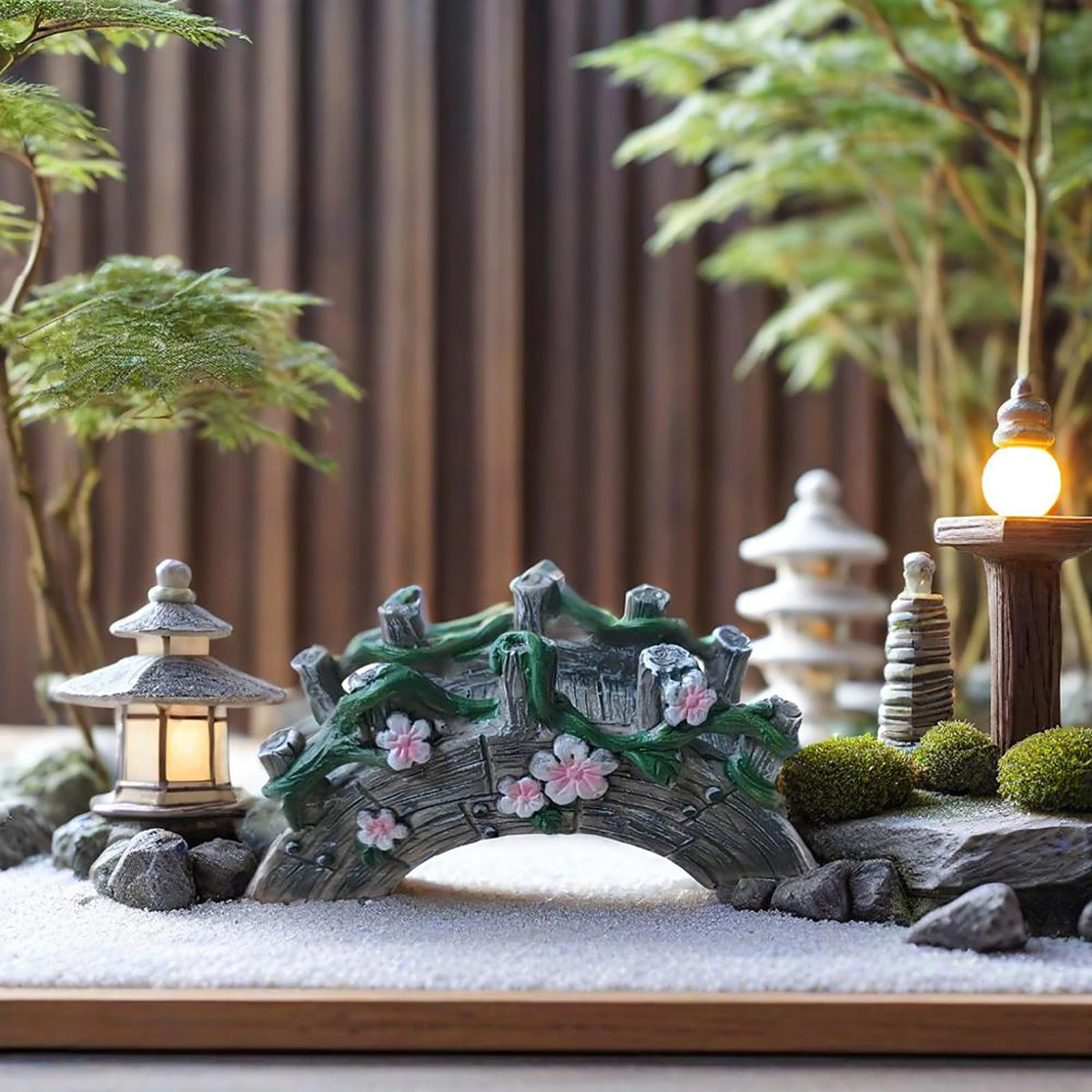 MUAMAX Dollhouse miniature bridge, perfect for indoor dollhouse scenes and terrariums.