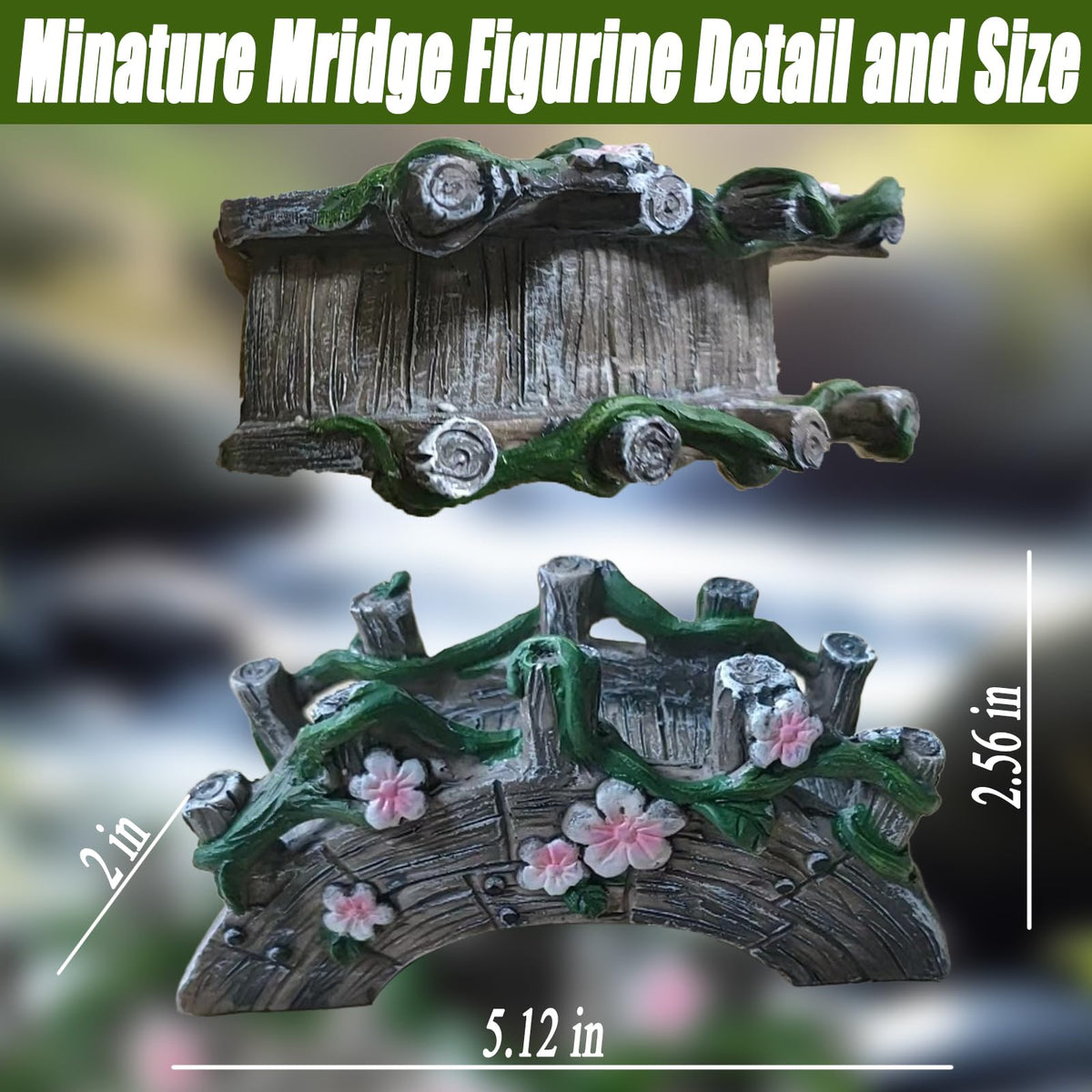 MUAMAX Fairy Garden Bridge arch design, enhances whimsical landscape in miniature setups.