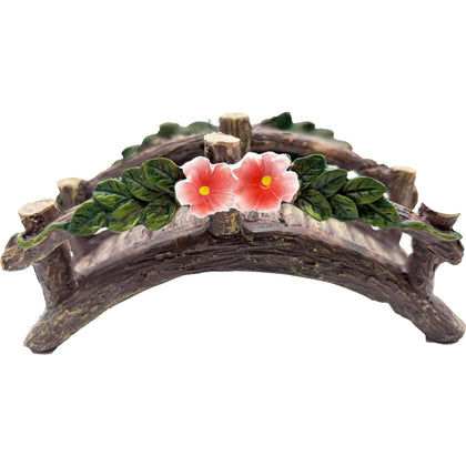 MUAMAX Fairy Garden Bridge full view showcases a weatherproof resin bridge ideal for tiny garden scenes.