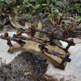 MUAMAX fairy garden natural brown bridge - blends with plants and figures