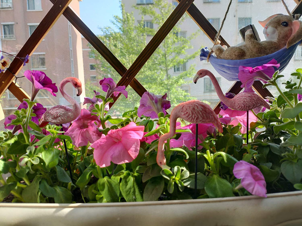 Compact 3-inch flamingos fit small planters and mini scenes.