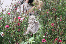 MUAMAX hand-cast angel figurine in designer resin stays bright in sun and rain.
