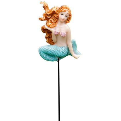 MUAMAX mermaid garden stake in teal for outdoor planters