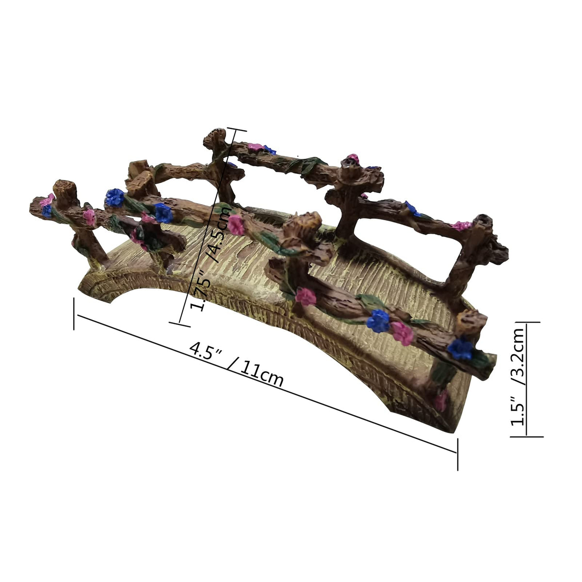 MUAMAX miniature fairy garden bridge closeup - finely carved detailing for tiny landscapes