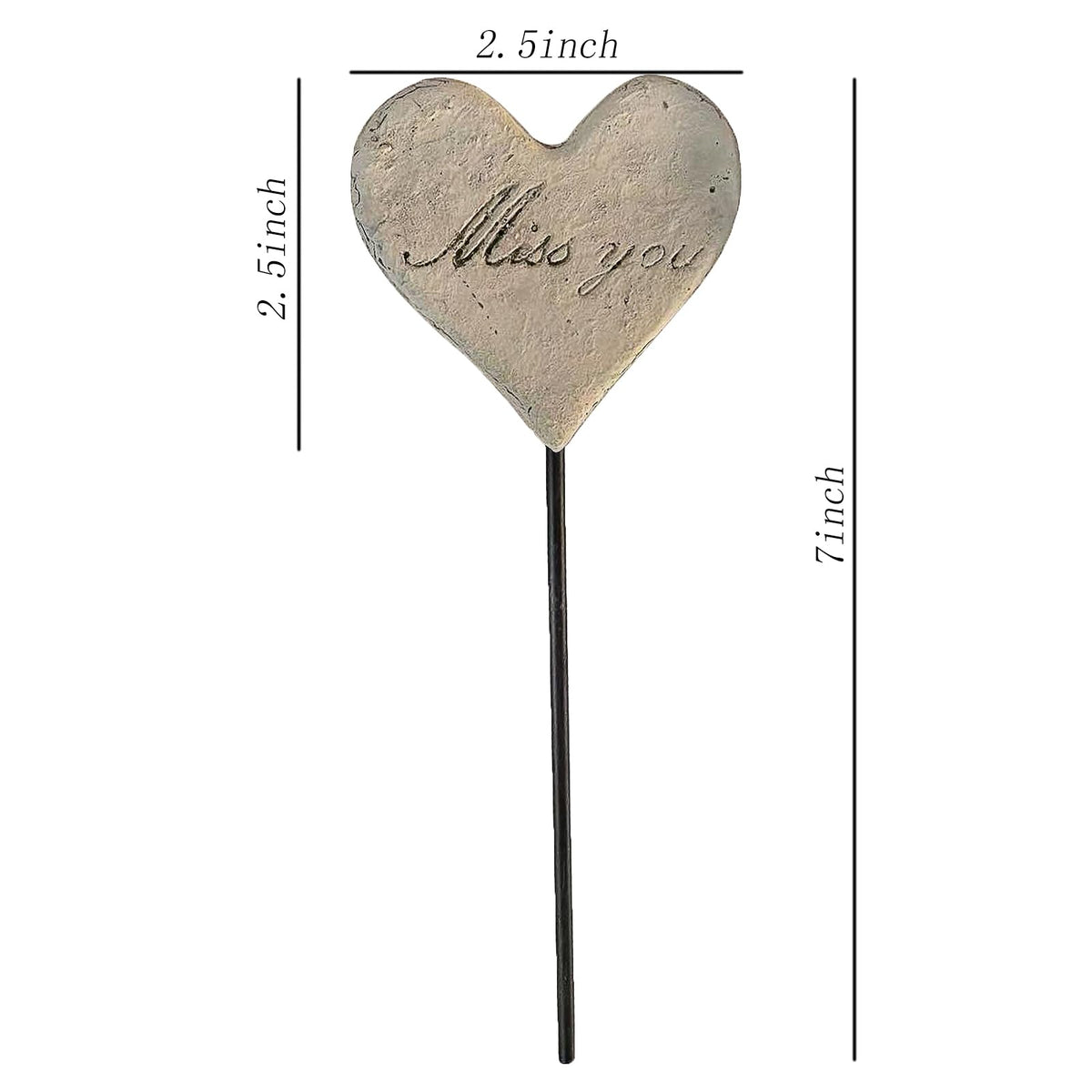 MUAMAX miss you heart stake closeup resin texture